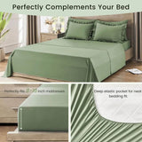 Bedding Set, 7 Pieces King Comforter Set in Green Ruffle, Shabby Chic Bed in A Bag with Premium Brushed Microfiber, Bedding - Sleep Galleria - Sleep Galleria