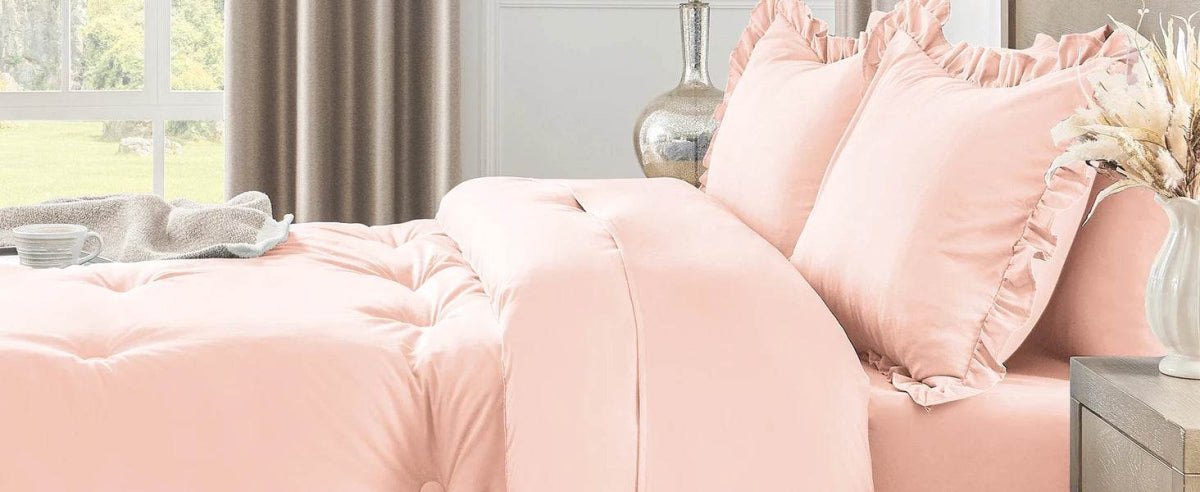 Bedding Set, 7 Pieces King Comforter Set in Green Ruffle, Shabby Chic Bed in A Bag with Premium Brushed Microfiber, Bedding - Sleep Galleria - Sleep Galleria