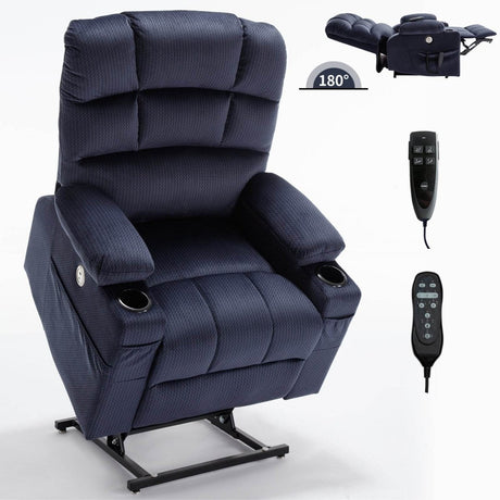 Blue Dual Motor Lift Recliner Chair - Sleep Galleria - Sleep Galleria