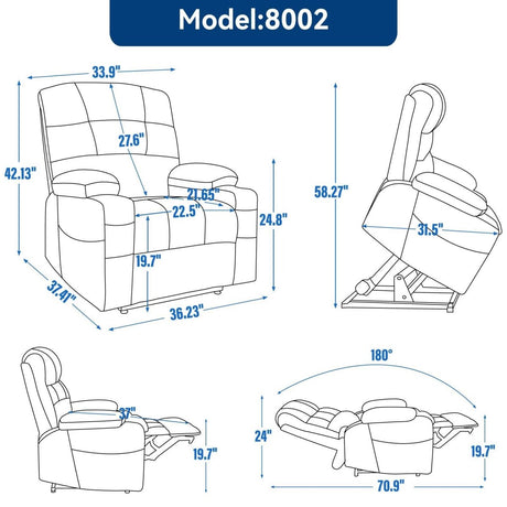 Blue Dual Motor Lift Recliner Chair - Sleep Galleria - Sleep Galleria