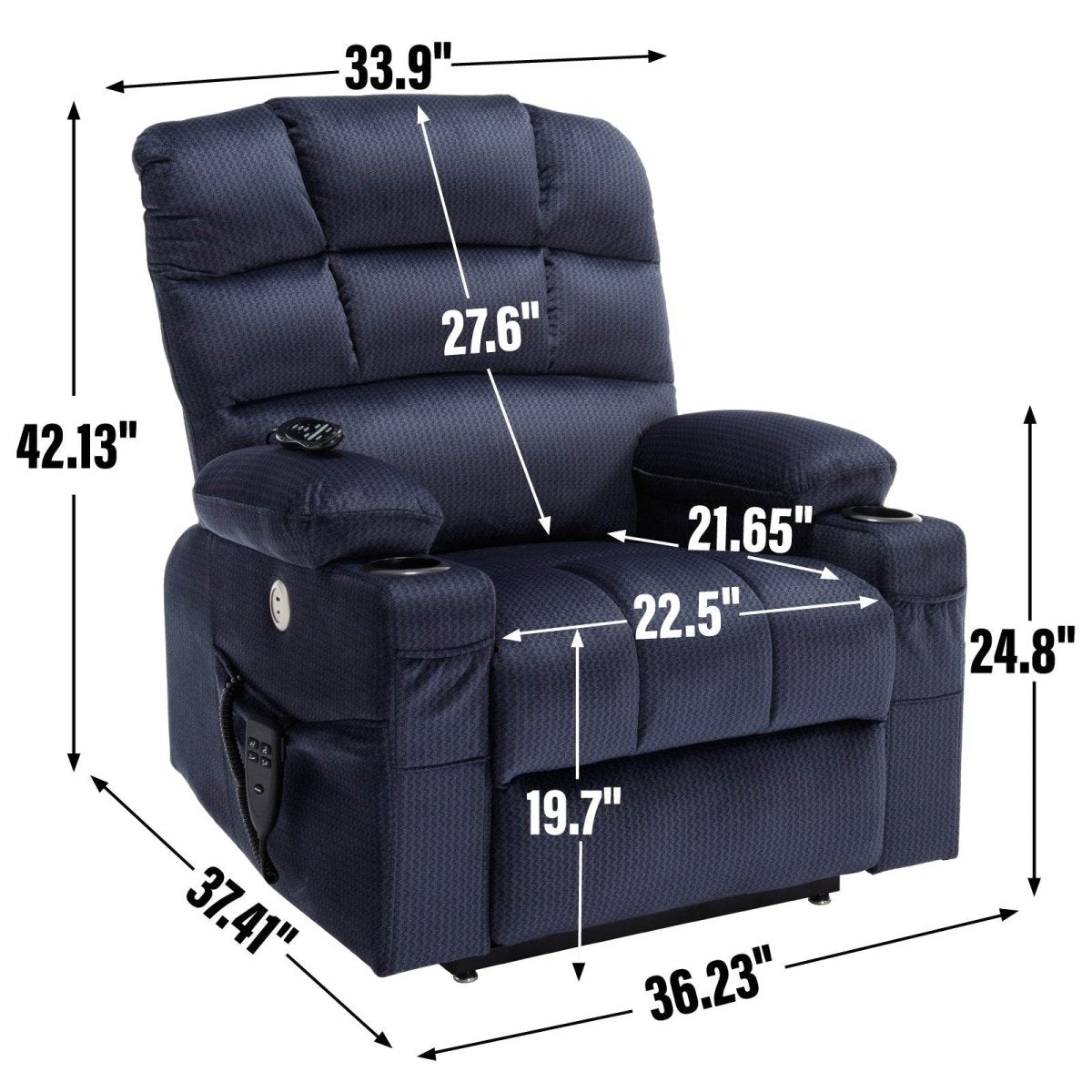 Blue Dual Motor Lift Recliner Chair - Sleep Galleria - Sleep Galleria