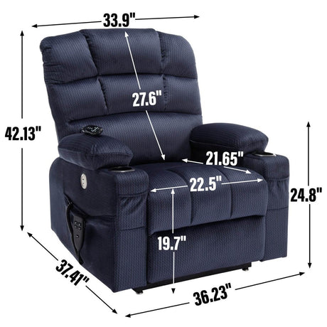 Blue Dual Motor Lift Recliner Chair - Sleep Galleria - Sleep Galleria