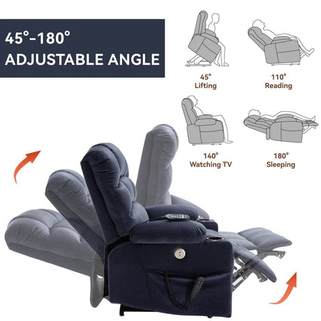 Blue Dual Motor Lift Recliner Chair - Sleep Galleria - Sleep Galleria