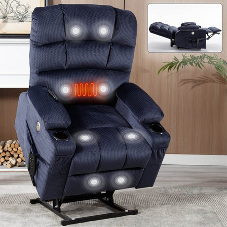 Blue Dual Motor Lift Recliner Chair - Sleep Galleria - Sleep Galleria