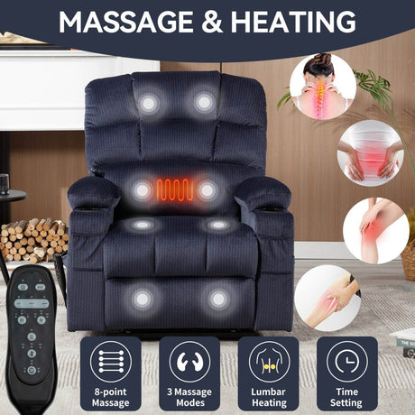 Blue Dual Motor Lift Recliner Chair - Sleep Galleria - Sleep Galleria