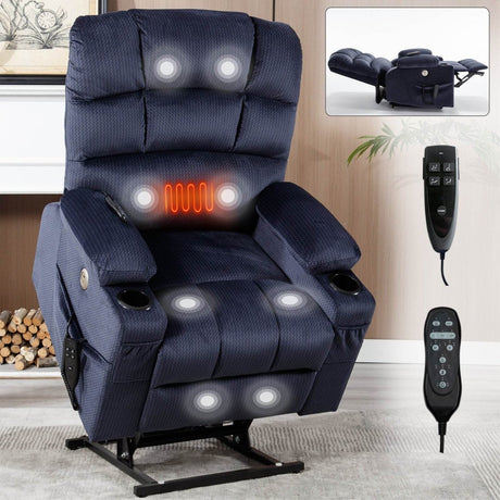 Blue Dual Motor Lift Recliner Chair - Sleep Galleria - Sleep Galleria