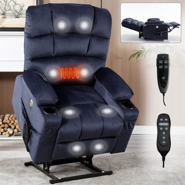 Blue Dual Motor Lift Recliner Chair - Sleep Galleria - Sleep Galleria