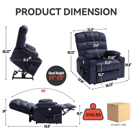 Blue Dual Motor Lift Recliner Chair - Sleep Galleria - Sleep Galleria