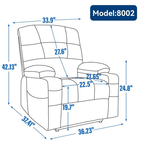 Blue Dual Motor Lift Recliner Chair - Sleep Galleria - Sleep Galleria