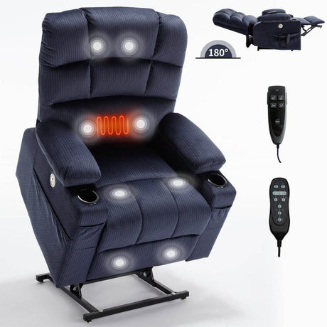 Blue Dual Motor Lift Recliner Chair - Sleep Galleria - Sleep Galleria