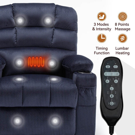 Blue Dual Motor Lift Recliner Chair - Sleep Galleria - Sleep Galleria