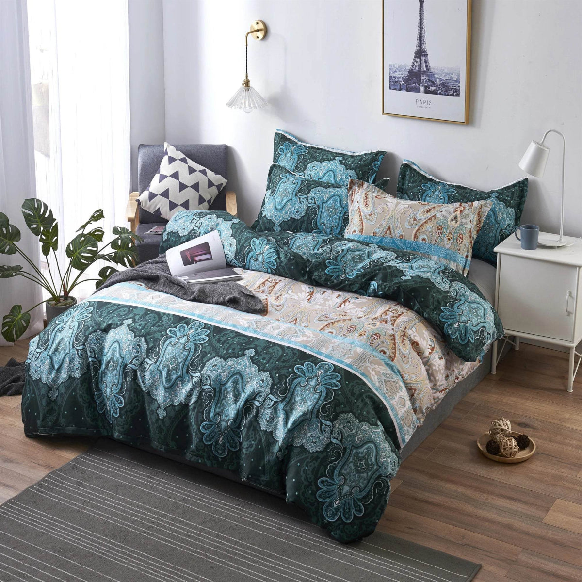 Bohemian Style Bed Sheets Three Piece Blue Colored Bohemian Indian Mandala Bedding Set Exotic Bohemian Style Quilt Cover - Sleep Galleria - Sleep Galleria