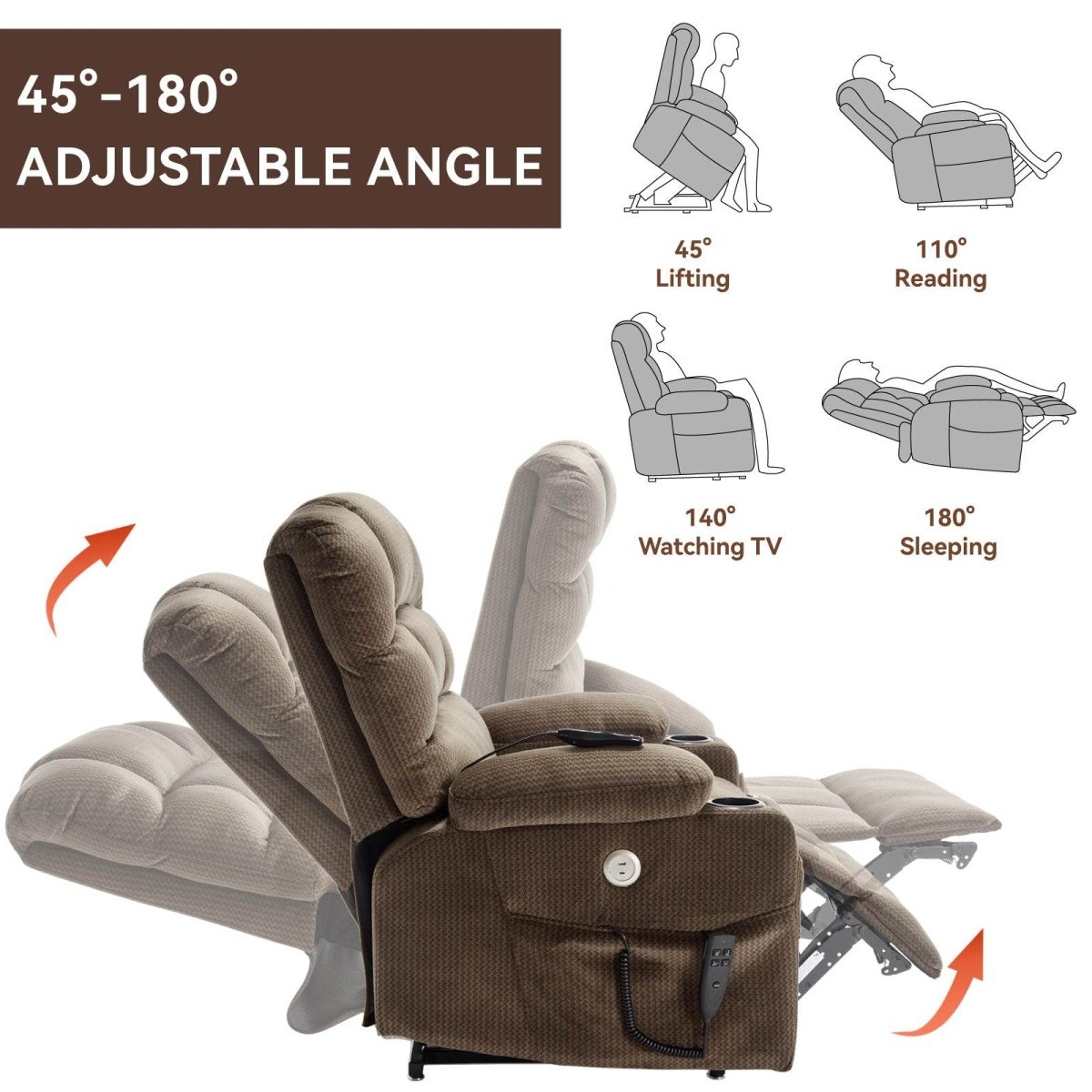 Brown Dual Motor Infinite Position Up to 350 LBS - Sleep Galleria - Sleep Galleria