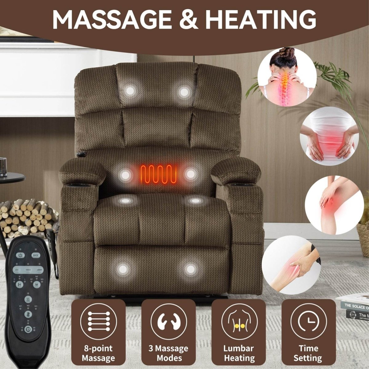 Brown Dual Motor Infinite Position Up to 350 LBS - Sleep Galleria - Sleep Galleria
