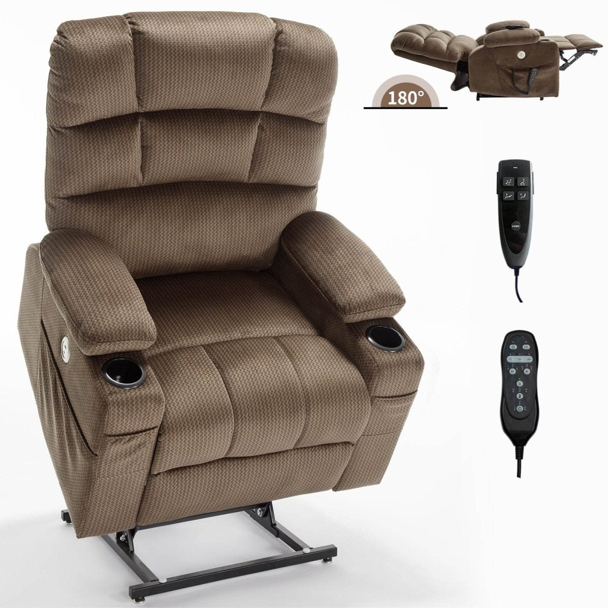 Brown Dual Motor Infinite Position Up to 350 LBS - Sleep Galleria - Sleep Galleria