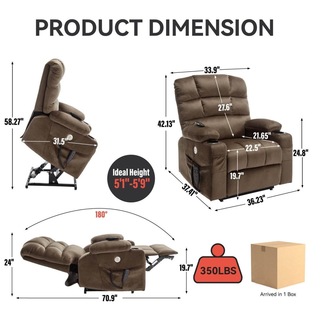 Brown Dual Motor Infinite Position Up to 350 LBS - Sleep Galleria - Sleep Galleria