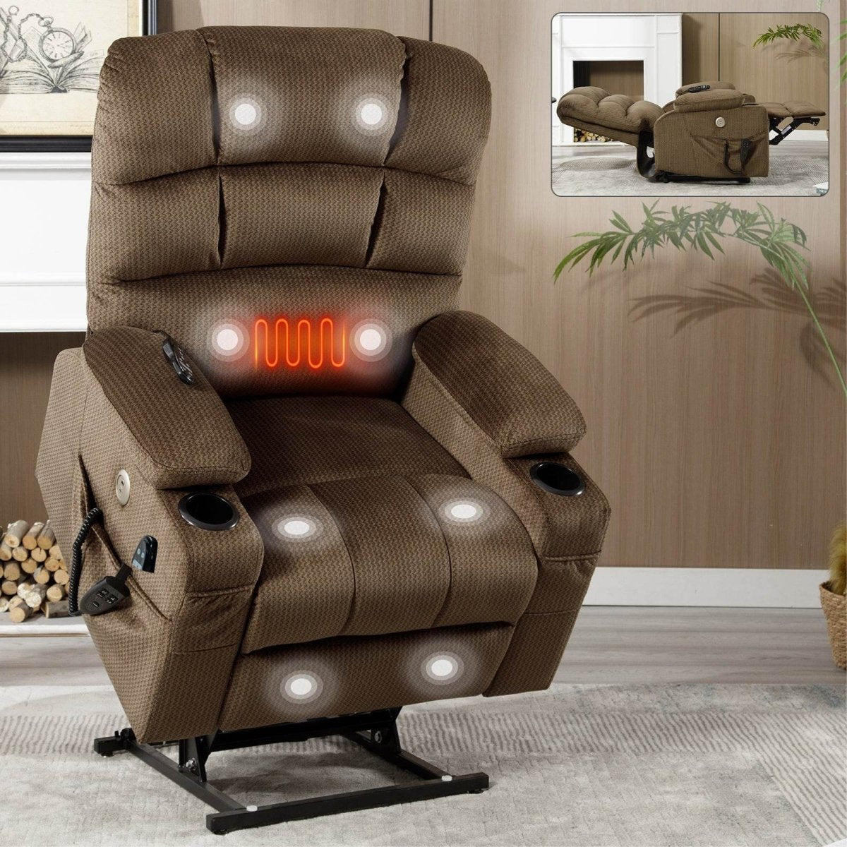 Brown Dual Motor Infinite Position Up to 350 LBS - Sleep Galleria - Sleep Galleria