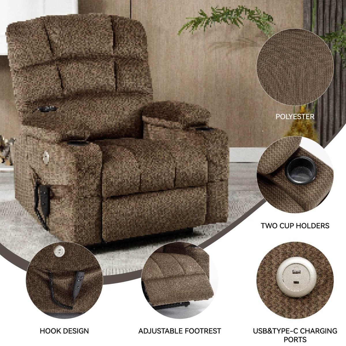 Brown Dual Motor Infinite Position Up to 350 LBS - Sleep Galleria - Sleep Galleria