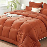 Burnt Orange Full Size Comforter Sets - 7 Pieces Bed in a Bag, Lightweight Goose Down Alternative Bedding Sets with All Season - Sleep Galleria - Sleep Galleria