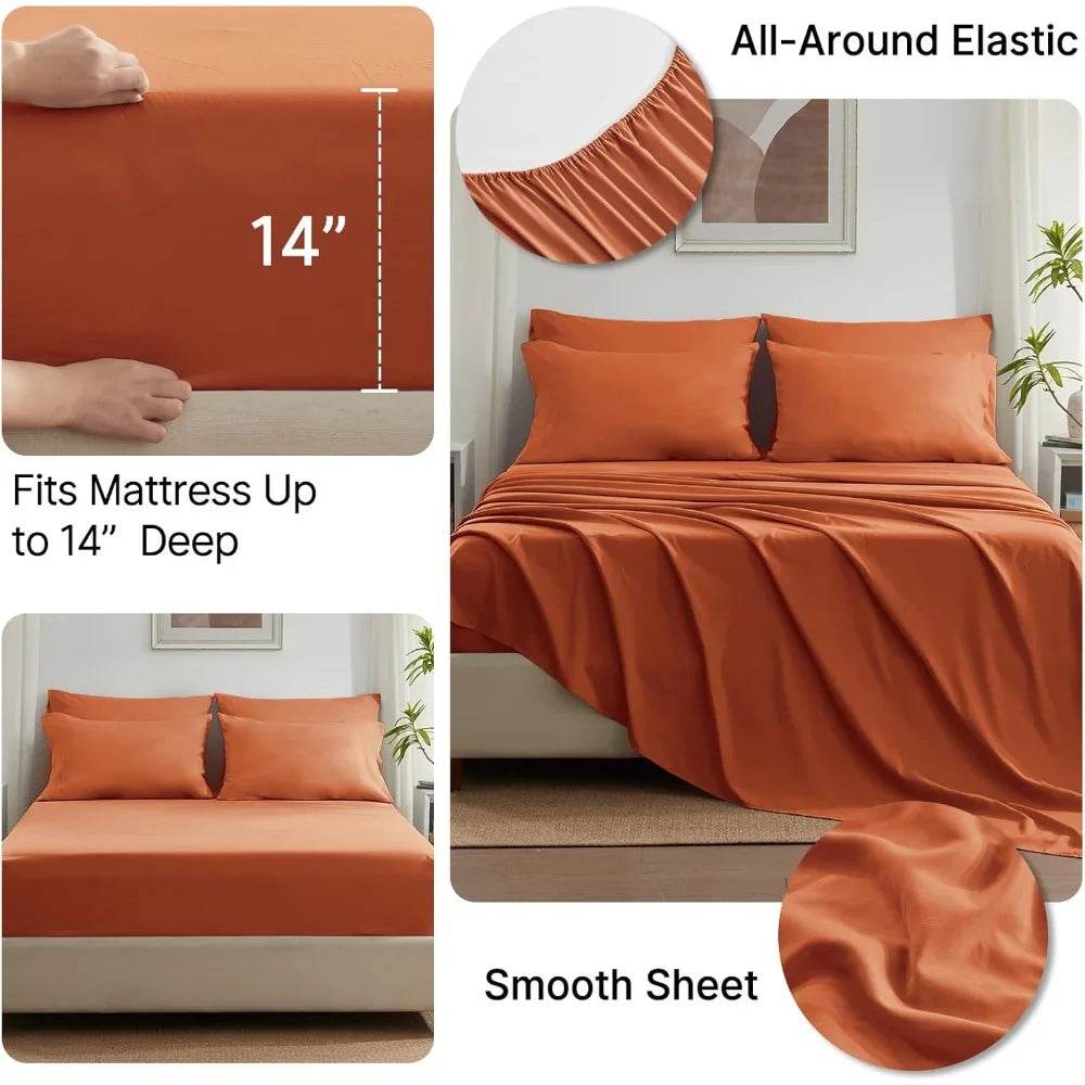 Burnt Orange Full Size Comforter Sets - 7 Pieces Bed in a Bag, Lightweight Goose Down Alternative Bedding Sets with All Season - Sleep Galleria - Sleep Galleria