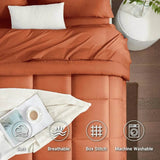 Burnt Orange Full Size Comforter Sets - 7 Pieces Bed in a Bag, Lightweight Goose Down Alternative Bedding Sets with All Season - Sleep Galleria - Sleep Galleria