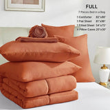 Burnt Orange Full Size Comforter Sets - 7 Pieces Bed in a Bag, Lightweight Goose Down Alternative Bedding Sets with All Season - Sleep Galleria - Sleep Galleria