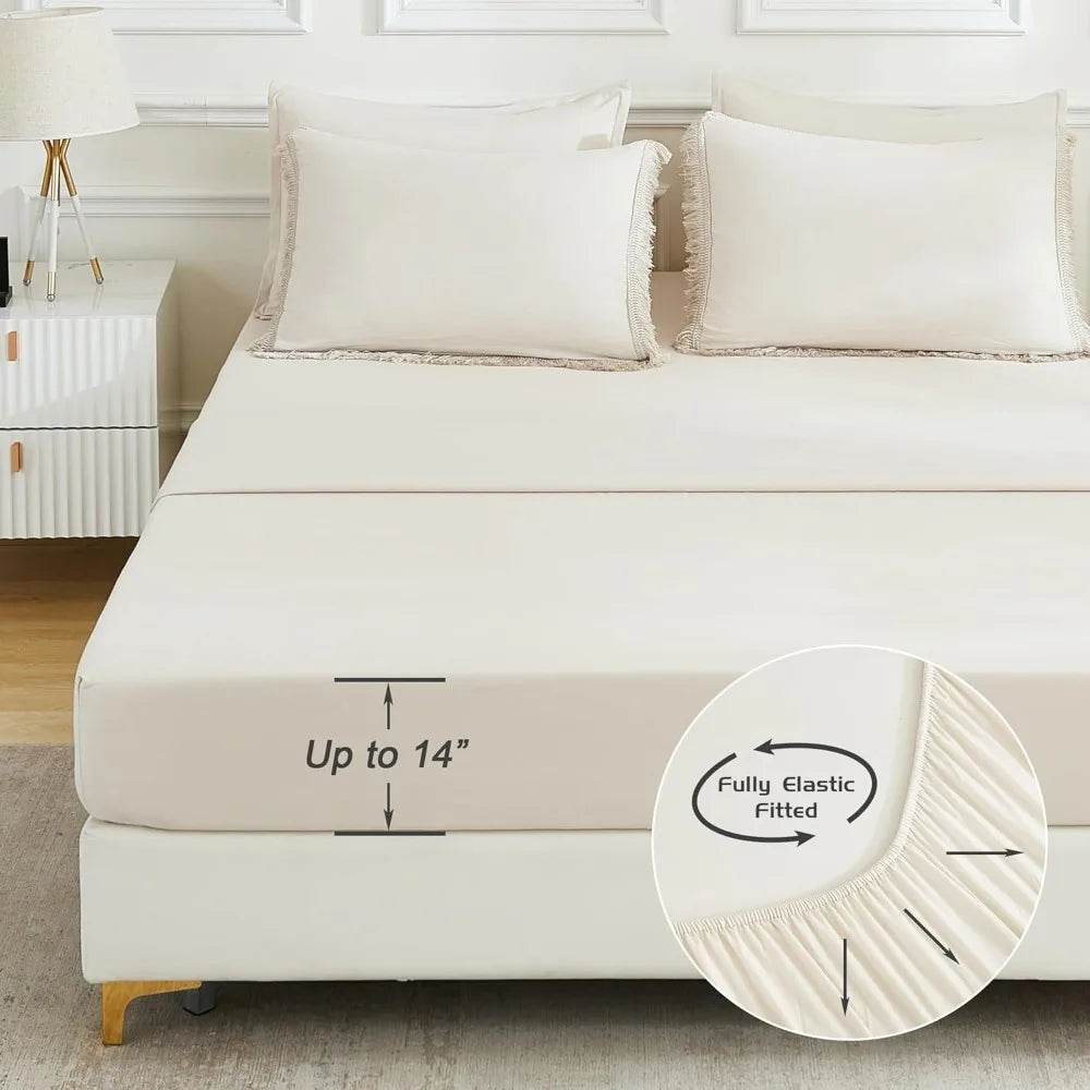 Comforter Set King Size, with Sheets 7 Pieces Boho Tassel Bed in a Bag Soft Lightweight Bedding Sets, All Season Fringe Bed Set - Sleep Galleria - Sleep Galleria