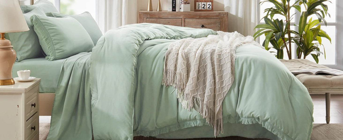 Comforter Set King Size, with Sheets 7 Pieces Boho Tassel Bed in a Bag Soft Lightweight Bedding Sets, All Season Fringe Bed Set - Sleep Galleria - Sleep Galleria