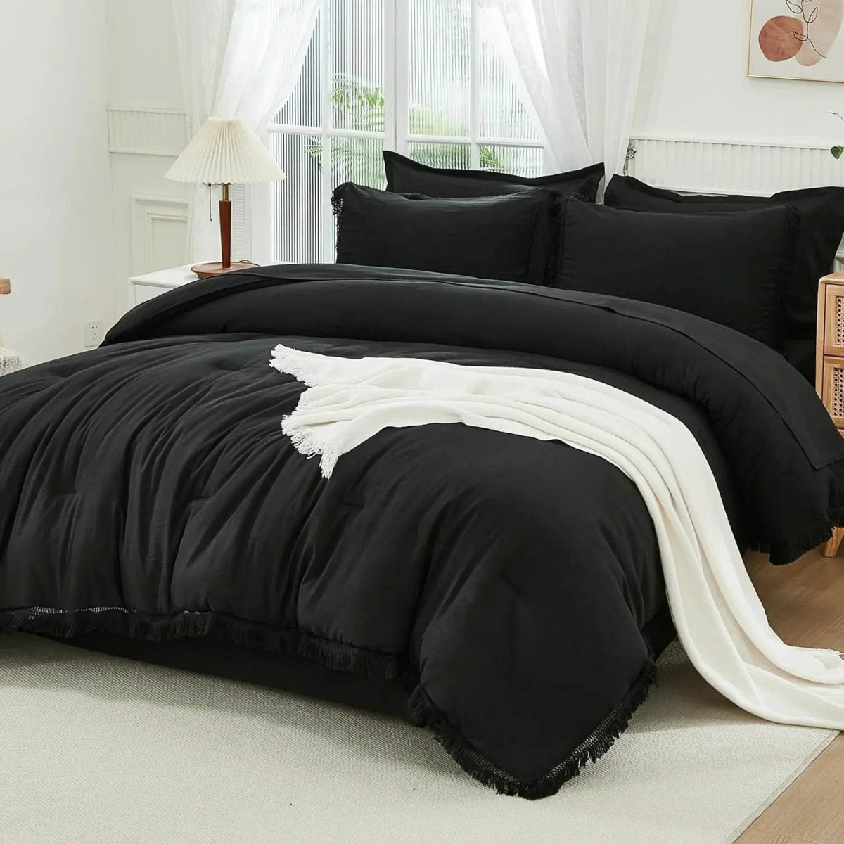 Comforter Set King Size, with Sheets 7 Pieces Boho Tassel Bed in a Bag Soft Lightweight Bedding Sets, All Season Fringe Bed Set - Sleep Galleria - Sleep Galleria