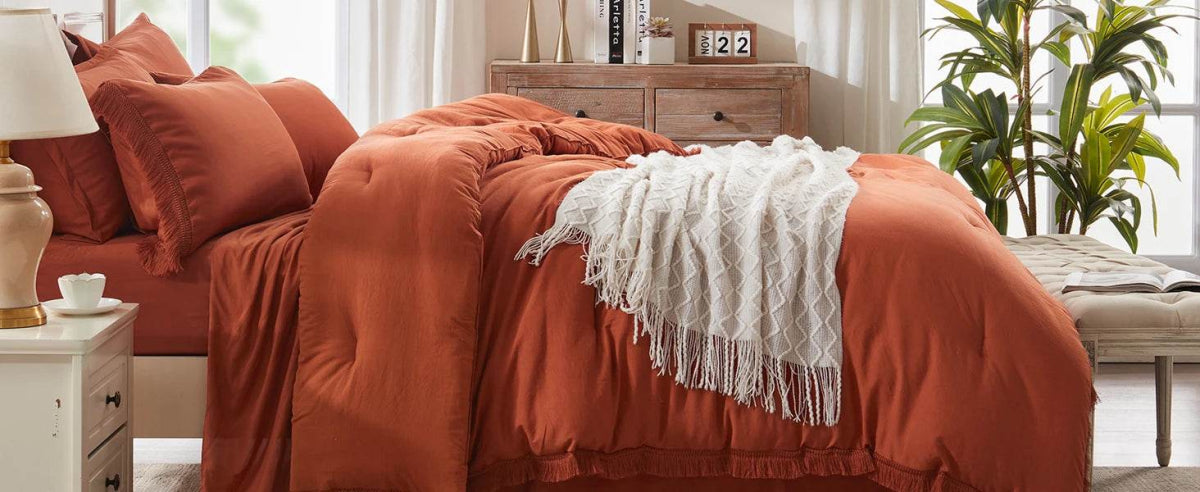 Comforter Set King Size, with Sheets 7 Pieces Boho Tassel Bed in a Bag Soft Lightweight Bedding Sets, All Season Fringe Bed Set - Sleep Galleria - Sleep Galleria