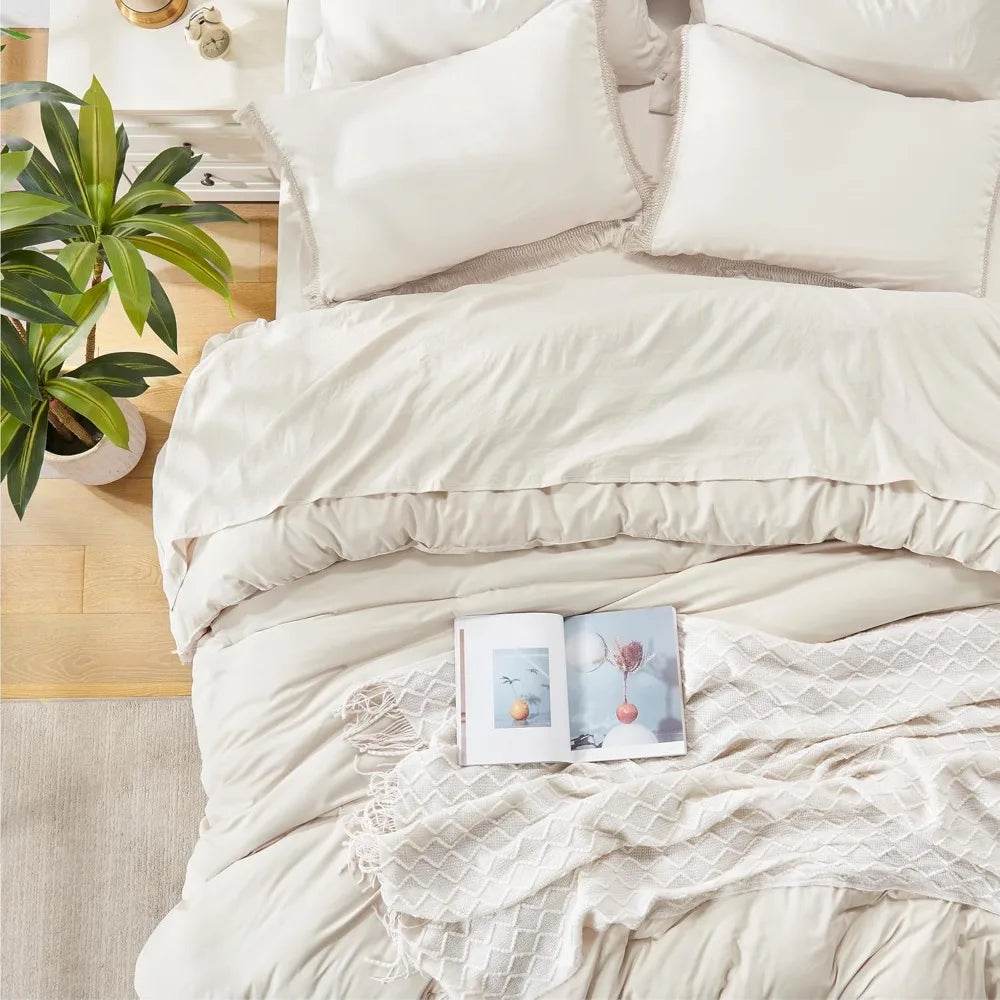Comforter Set King Size, with Sheets 7 Pieces Boho Tassel Bed in a Bag Soft Lightweight Bedding Sets, All Season Fringe Bed Set - Sleep Galleria - Sleep Galleria
