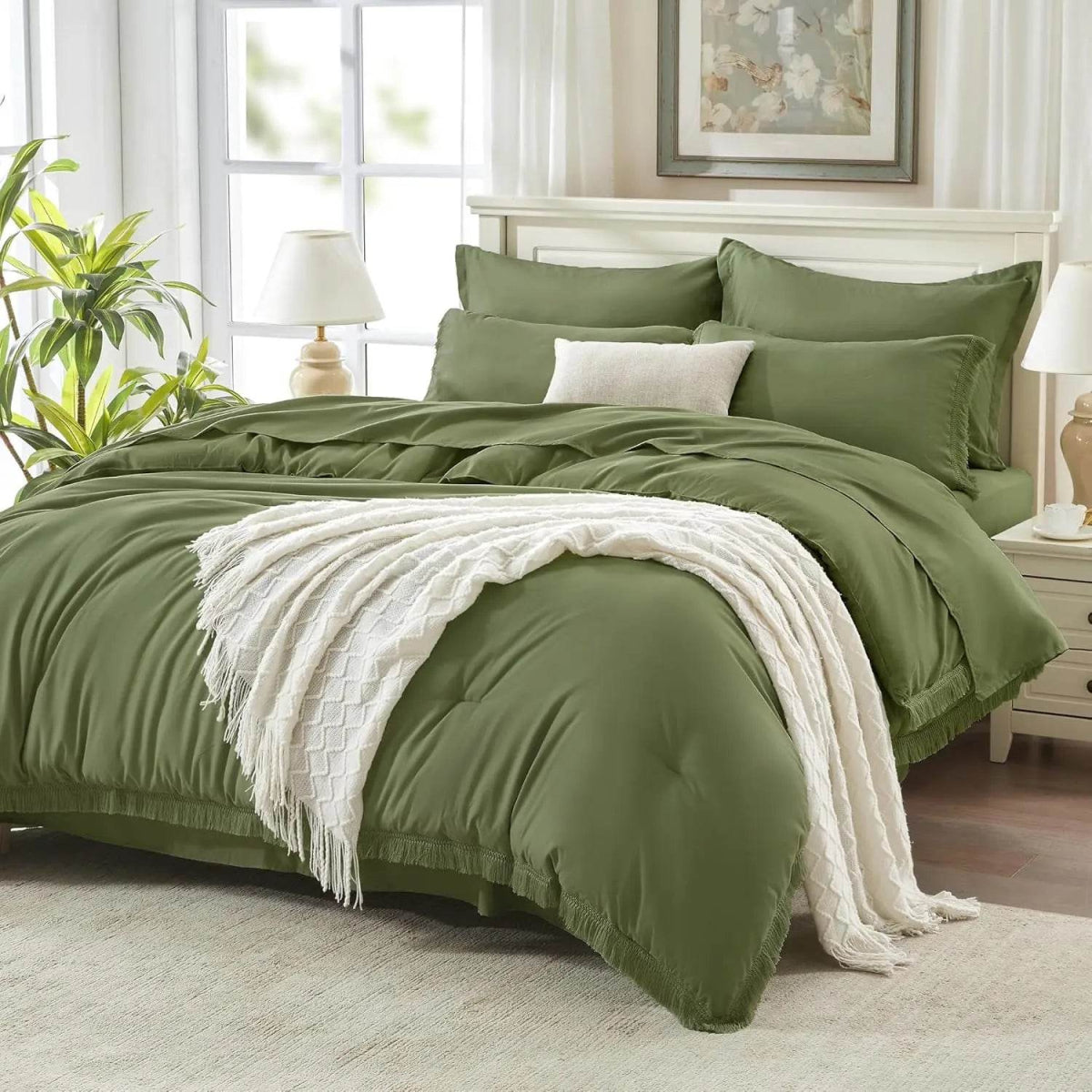 Comforter Set King Size, with Sheets 7 Pieces Boho Tassel Bed in a Bag Soft Lightweight Bedding Sets, All Season Fringe Bed Set - Sleep Galleria - Sleep Galleria