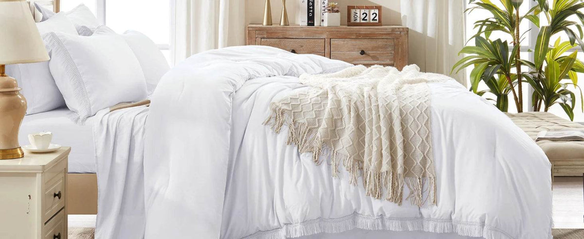 Comforter Set King Size, with Sheets 7 Pieces Boho Tassel Bed in a Bag Soft Lightweight Bedding Sets, All Season Fringe Bed Set - Sleep Galleria - Sleep Galleria