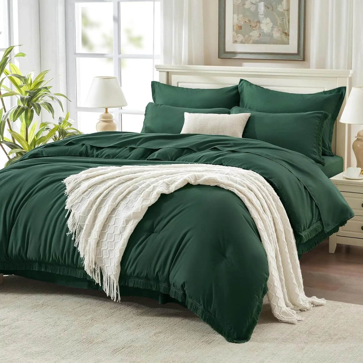Comforter Set King Size, with Sheets 7 Pieces Boho Tassel Bed in a Bag Soft Lightweight Bedding Sets, All Season Fringe Bed Set - Sleep Galleria - Sleep Galleria