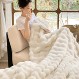 Faux Fur Throw Blanket for Couch, Cozy Warm Plush Striped Blanket for Sofa Bedroom Living Room, All Season Use - Sleep Galleria