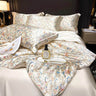 Floral Duvet Cover King Size, with Flat Sheet, 4 Pieces Satin Soft Bedding, 1 Breathable Duvet Cover 104x90 Inches, Bedding Set - Sleep Galleria - Sleep Galleria