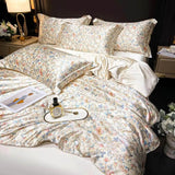 Floral Duvet Cover King Size, with Flat Sheet, 4 Pieces Satin Soft Bedding, 1 Breathable Duvet Cover 104x90 Inches, Bedding Set - Sleep Galleria - Sleep Galleria