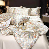 Floral Duvet Cover King Size, with Flat Sheet, 4 Pieces Satin Soft Bedding, 1 Breathable Duvet Cover 104x90 Inches, Bedding Set - Sleep Galleria - Sleep Galleria