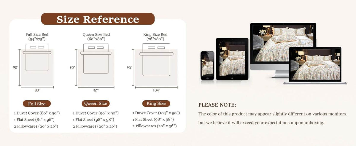 Floral Duvet Cover King Size, with Flat Sheet, 4 Pieces Satin Soft Bedding, 1 Breathable Duvet Cover 104x90 Inches, Bedding Set - Sleep Galleria - Sleep Galleria