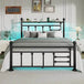 Full Bed Frame with Charging Station & LED Lights, Noise Free Metal Platform Full Size Bed Frames with Victorian Headboard and S - Sleep Galleria - Sleep Galleria
