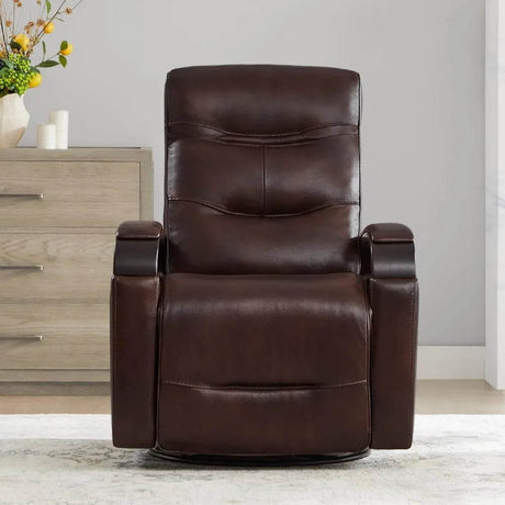 Genuine Leather Power Swivel Glider Rocker Recliner, Adjustable Power Headrest, Wooden Armrest, Certified Recliner Chair Sofa - Sleep Galleria - Sleep Galleria