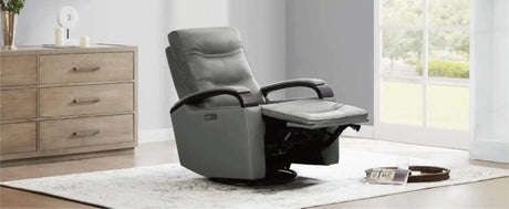 Genuine Leather Power Swivel Glider Rocker Recliner, Adjustable Power Headrest, Wooden Armrest, Certified Recliner Chair Sofa - Sleep Galleria - Sleep Galleria