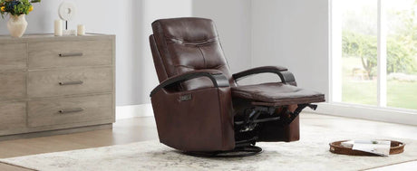Genuine Leather Power Swivel Glider Rocker Recliner, Adjustable Power Headrest, Wooden Armrest, Certified Recliner Chair Sofa - Sleep Galleria - Sleep Galleria