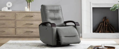 Genuine Leather Power Swivel Glider Rocker Recliner, Adjustable Power Headrest, Wooden Armrest, Certified Recliner Chair Sofa - Sleep Galleria - Sleep Galleria
