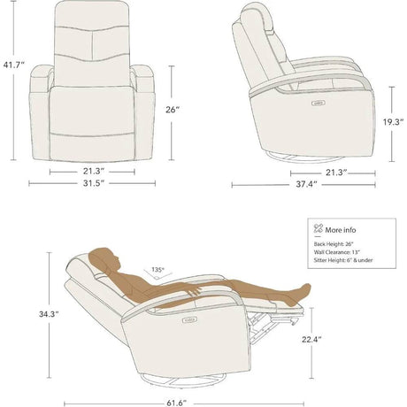 Genuine Leather Power Swivel Glider Rocker Recliner, Adjustable Power Headrest, Wooden Armrest, Certified Recliner Chair Sofa - Sleep Galleria - Sleep Galleria
