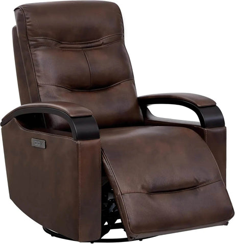 Genuine Leather Power Swivel Glider Rocker Recliner, Adjustable Power Headrest, Wooden Armrest, Certified Recliner Chair Sofa - Sleep Galleria - Sleep Galleria