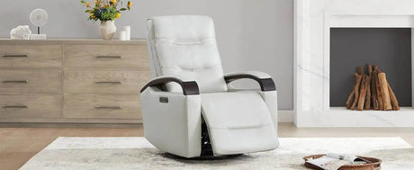 Genuine Leather Power Swivel Glider Rocker Recliner, Adjustable Power Headrest, Wooden Armrest, Certified Recliner Chair Sofa - Sleep Galleria - Sleep Galleria