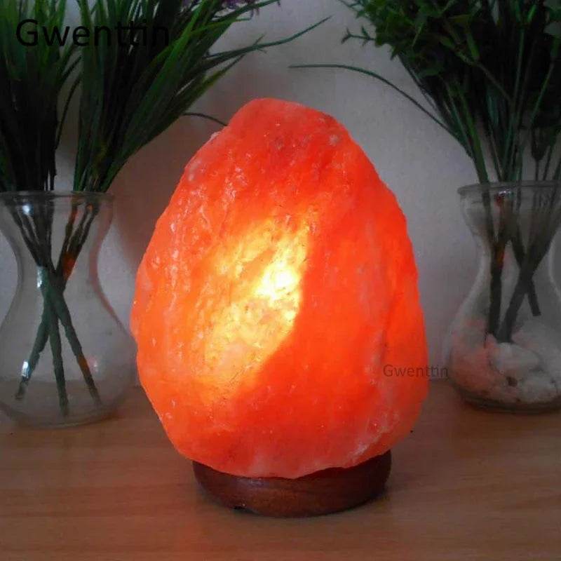 Himalayan Rock Crystal Salt Lamp LED Night Light Hand Carved Wooden Base Stand Light Air Purifier Bedroom Home Decor Luminaria - Sleep Galleria - Sleep Galleria