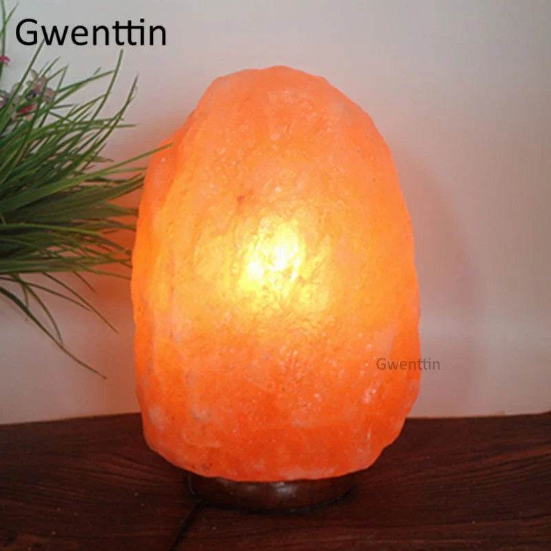 Himalayan Rock Crystal Salt Lamp LED Night Light Hand Carved Wooden Base Stand Light Air Purifier Bedroom Home Decor Luminaria - Sleep Galleria - Sleep Galleria