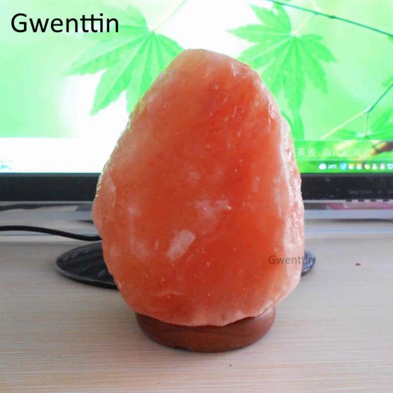 Himalayan Rock Crystal Salt Lamp LED Night Light Hand Carved Wooden Base Stand Light Air Purifier Bedroom Home Decor Luminaria - Sleep Galleria - Sleep Galleria